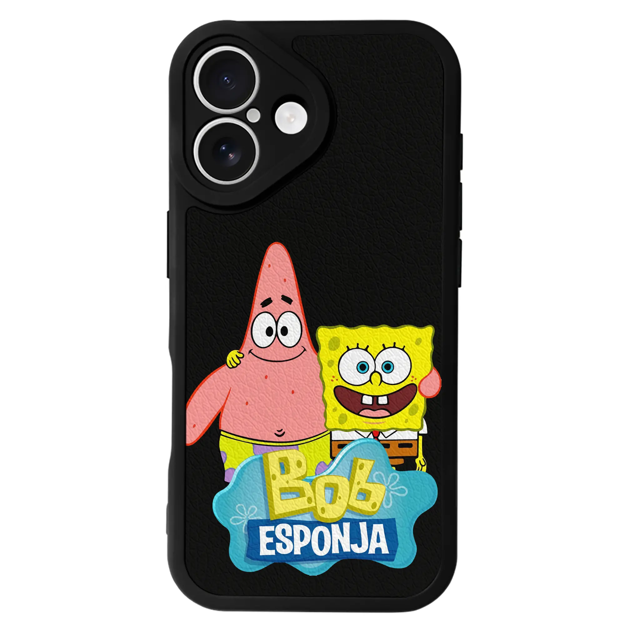 スポンジボブ グッズ パトリック・スター - IPhone 16シリーズ対応 ・ シリコンスマホケース ・ レザー調 ・ 高精度フィット ・ 耐衝撃 ・ ワイヤレス充電対応 ・ 精密カット